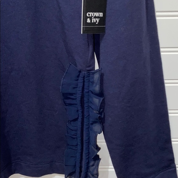 Crown & Ivy Long Sleeve Top with Zip Ruffle Detail - Picture 4 of 5